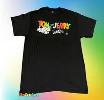 New Tom and Jerry Spike Hanna Barbera Black Men's Vintage Unisex T-Shirt S