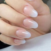 Gradient Press on Nail Almond Fake Nail Glossy Stick on Acrylic Nail Natural Omber Glues  on False Nail for Women Girls 1