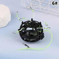 String Hook Fishing Bait Cage 6 Hook Carbon Steel Spring Feeder Sinker New Design Square Bait Shape For Bottom Fishing Iseni No.6-1pcs juoda