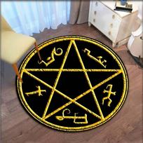 Supernatural Carpet Pentagram Symbol Area Circular Mats Living Room Magical Floor Flannel Non-slip Home Decor Rugs 60cm