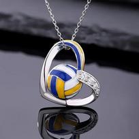 Volleyball Heart-shaped Pendant Necklace, Suitable for Sports Enthusiasts and Daily Wear As Exquisite Jewelry, Holiday Gift Giving