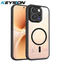 KEYSION Skaidrus magnetinis telefono dėklas skirtas VIVO V70 5G Minkštas silikonas+PC Paprastas HD skaidrus smūgiams atsparus galinis dangtelis skirtas VIVO V70 for VIVO V70 pilka