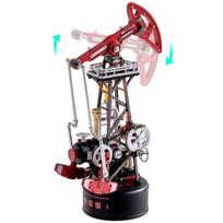 ROKR Industrial City Series 3D Puzzle Oil Pump Jack Mechanical Model Building Kit 127-Piece DIY Toys with Lights & Motion for Home Decor Gift for Adul gray