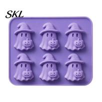 Halloween Ice Cube Tray Silicone Tray, Witch Ghost Pumpkin Bat Mold, Flexible BPA-free Freezer Creepy Scream Molds for Whiskey Soda Cold Brew 1pc