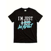 Simple Plan - Aš tiesiog suaugęs - Grafinis marškinėlis su citata - Unisex - Minkštas ir kvėpuojantis - Juodas marškinėlis - Balti ir mėlyni užrašai - Lengvas apvaliu kaklu S juoda
