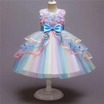 Girls Dresses Floral Applique Prom Dresses Princess Dresses Elegant Holiday Clothing 150cm