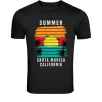 Summer Santa Monica California T-Shirt - Vintage Beach Sunset L
