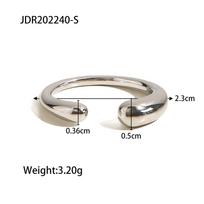 New Trendy Stainless Steel Waterdrop Shape Zircon Paved Circle C Open Ring C Ring Pendant Necklace trendy