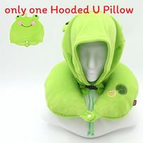 Cartoon Memory Foam U Shape Pillow With Hood For Adults žalia