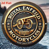 Vintažiniai Royal Enfield motociklai Pagaminti kaip ginklas Retro Nudėvėtas Auksinis Juodas Dizainas su Patrankos Iliustracija Žvaigžde Karūna 20x20cm(8x8inch)