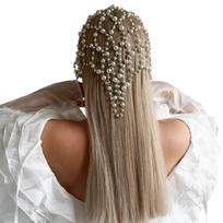 Classical Faux Pearls Hair Net Hair Chain For Women Comfortable Wear Party Celebration Music Festival Hair Jewelry