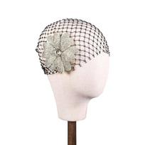 Multi Color Option Rhinestones Embroidered Wedding Veil Hairnet For Evening Galas juoda