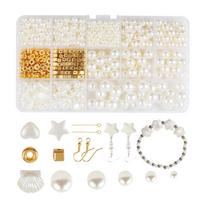 Artificial Pearls Beads Jewelry Making Supplies for Adult Kids 1020Pcs Imitation Pearls for Earrings Bracelets Necklaces pieno baltumo spalva