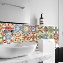 24pcs Cover Mosaic Tiles Retro Wall Stickers Bedroom Kitchen Decor Peel Stick Tile Bathroom Peel Stick Tile Decals 10x10cm 10X10X0.1CM