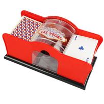 Card ShufflerManual Poker ShufflerAnd Dealing Machine Easy Hand Cranked System Playing Card Shufflerfor Home Card Game Travel raudona