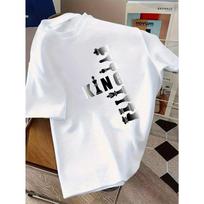 European sizes Chess Themed 'S T-Shirt | Summer Short Sleeve Casual Top With Creative Letter Print, Regular Fit, Crew Neck 110 balta