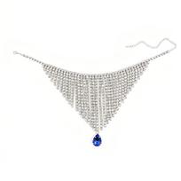 Sparkling Rhinestone Necklace Tassel Chain Shiny Choker Retro Clavicle Chain  Women Style 3