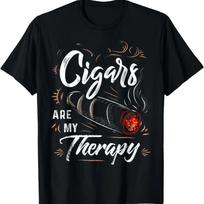 Cigars are my Therapy - Cigars T Shirts for Men, Dad T-Shirt S juoda