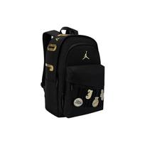 Jordan Gold Logo Velcro Badge Random Stick Series Polyester Backpack Unisex Backpack JD2623161GS-001 Black Gold (Including Accessories),Medium