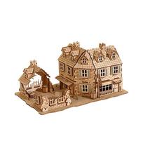 OUZEY DIY Architectural Model Kits 3D Wooden Puzzle WW2 House Military Building Desk Decoration Gifts for Men and Adults beige