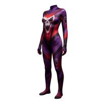 Scary Halloween Costume Bodysuit - Black Red High Stretch Milk Silk Printed Jumpsuit for Adults L tamsiai violetine spalva