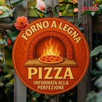 ItalianThemed Vintage Pizza Sign WoodFired Oven Wall Decor for Pizzeria Restaurant Kitchen Bar Cafe Home 20x20cm(8x8inch)