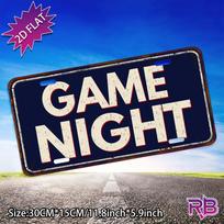 GAME NIGHT Retro Rusty Distressed Style D Flat Printed Aluminum Metal Painting High Definition Clear Print Bend Resistant Durab 15x30cm(5.9x7.8inch)
