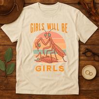 Funny Praying Mantis Graphic Tee - Retro Sunset Feminist Bug Shirt XL