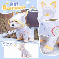 Dog Raincoat, Pet Four-Leg One-Piece Rain Jacket, Outdoor Walking Coat with Reflective Strips for Small Medium Dogs XS geltona