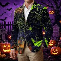 Men's Business Casual Corduroy with Halloween Print L smėlis