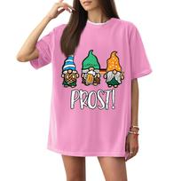 Women's Oktoberfest T-Shirt - Casual Letter Print Short Sleeve Top, Festival Tee XL rožinė