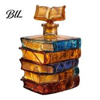 Airtight Wine Stopper Stained Glass Book-Shaped Decanter 700ml Handcrafted Bottle with Book Leak-proof Container Colorful Literary Home Decor 1pc