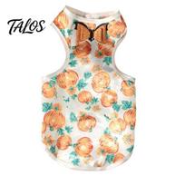 Non-restrictive Pet Vest Halloween Costume, Pumpkin Print for Small Dogs Cats, Glitter Bow Reinforced Wear Tie Puppy Outfit, Cute Clothes Party Trick S oranžinė