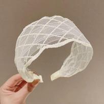 Mesh Retro Hairband Lace Wide Edge Hair Hoop Elegant Vintage Hair Accessory  Gift Plaid