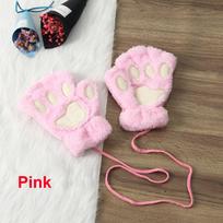 14Colors Fashion Lovely Warm Fluffy Bear Cat Paw  Fingerless Plush Gloves