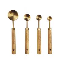 Stainless Steel Golden Kitchen Measuring Spoons Set Baking Tool Measuring Cups Sugar Scoop Spoons