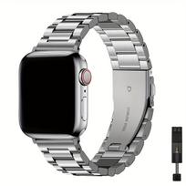 Stainless Steel Apple Watch Band with Secure Tang Buckle & Case | Fits 38-45mm Series 1-Ultra 42444549mm sidabras
