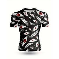 Animated 3D Printed T-shirt Men's Compression Shirt Short Sleeve Top Fitness T-shirt Novel Slim-fit Tight T-shirt Men's Cosplay L black