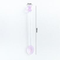 Japanese Style Creative Milk Dessert Teddy Bear Spoon Colorful Transparent Glass Spoon Cute Long Handled Coffee Stirring Spoon rožinė