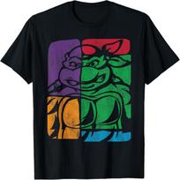 Retro TMNT Turtle Color Collage T-Shirt T-Shirt S juoda