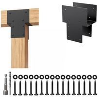 Heavy-Duty Galvanized Steel Pergola Connector Bracket Kit For Wood Posts Elevated Wood Stand T Brackets Pergola Brackets