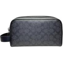 Coach 23 Logo Charm Zipper Closure Coated Canvas And Calfskin Travel Organizer Bag Small Men bags Black CAR15-QBMI5 Black