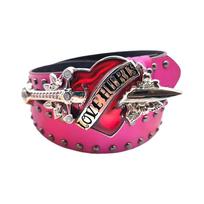 Heart Buckle Hot Girl Waistband Western Cowgirl Style Belt for Jeans Dress Country Girls Waistband  Rose Red rožinė raudona spalva