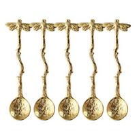 5Pcs Coffee Spoon Vintage Hammered Spoon with Dragonfly Handle Ice Cream And Dessert Spoon for Coffee Honey Jam Artistic Home Tableware