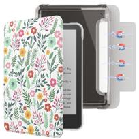 Adjustable e-Reader Case for Kindle Paperwhite 12th Gen 2024 7 inch Colorsoft SA568B gėlių rašto spalva