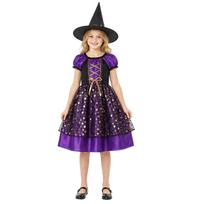Women's Halloween Witch Costume with Cape and Hat for Party and Performance S violetinė