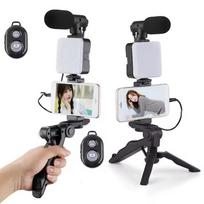 AY-49 Video-Making Kit Camera Phone Octopus Tripod Video Kit Led Light Microphone Tripod Hands Video Lighting Kit Selfie Stick juoda