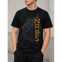 Men's Norse Viking Wolf Graphic T-Shirt, Short Sleeve Crew Neck, Soft Cotton Blend, Bold Mythology Print for Casual Daily Wear S juoda