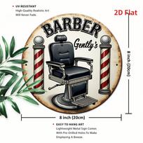 xcm Retro Round Aluminum Sign Classic Barber Pole Metal Wall Decor  Durable D Flat Art 20x20cm(8x8inch)