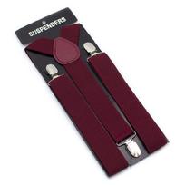 Retro Style Adjustable Suspenders NonSlip Y Back Clips Soft Elastic Rubber 3.5cm Width Adult Accessory vyno raudonos spalvos